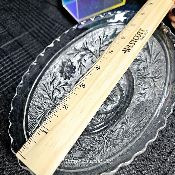 Vtg Glass Oval Serving Bowl USA Floral Dish Anchor Hocking Tiara Clear Sandwich - Picture 5 of 11